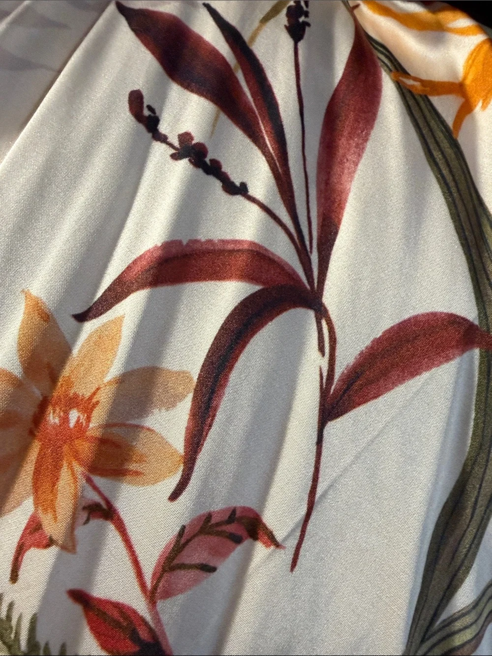 Botanical Sheer Wrap in Cream with Multicolor Floral Print. Made in Italy.